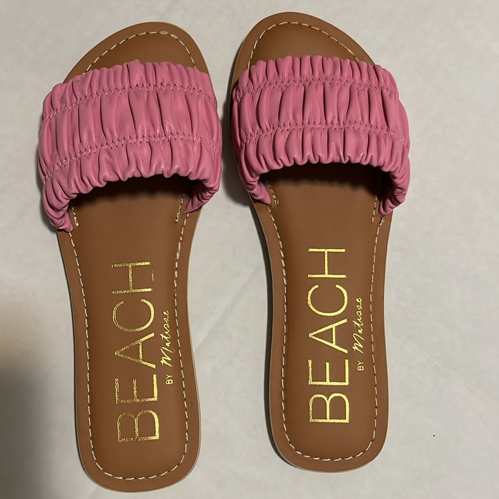 BEACH Pink Ruched Slide Sandals for Women - Picture 4 of 8